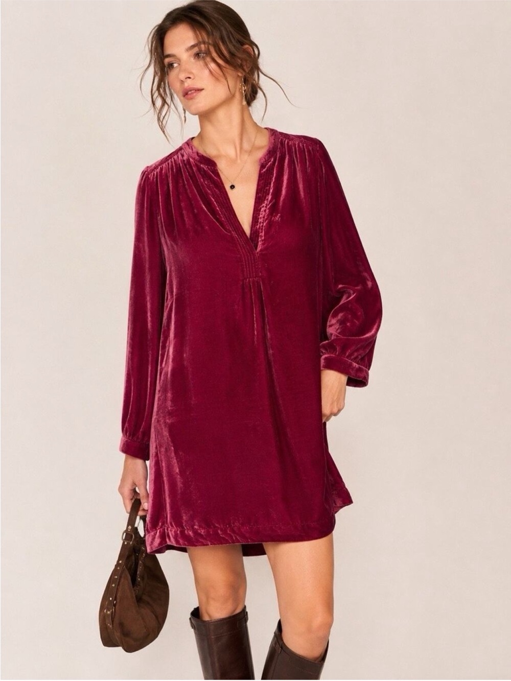 Anthropologie Melody Velvet Tunic Dress pockets boho festival holiday